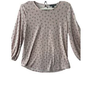 Adrianna Papell Pink Heart ¾-Sleeve Top w/ Back Keyhole – Size S